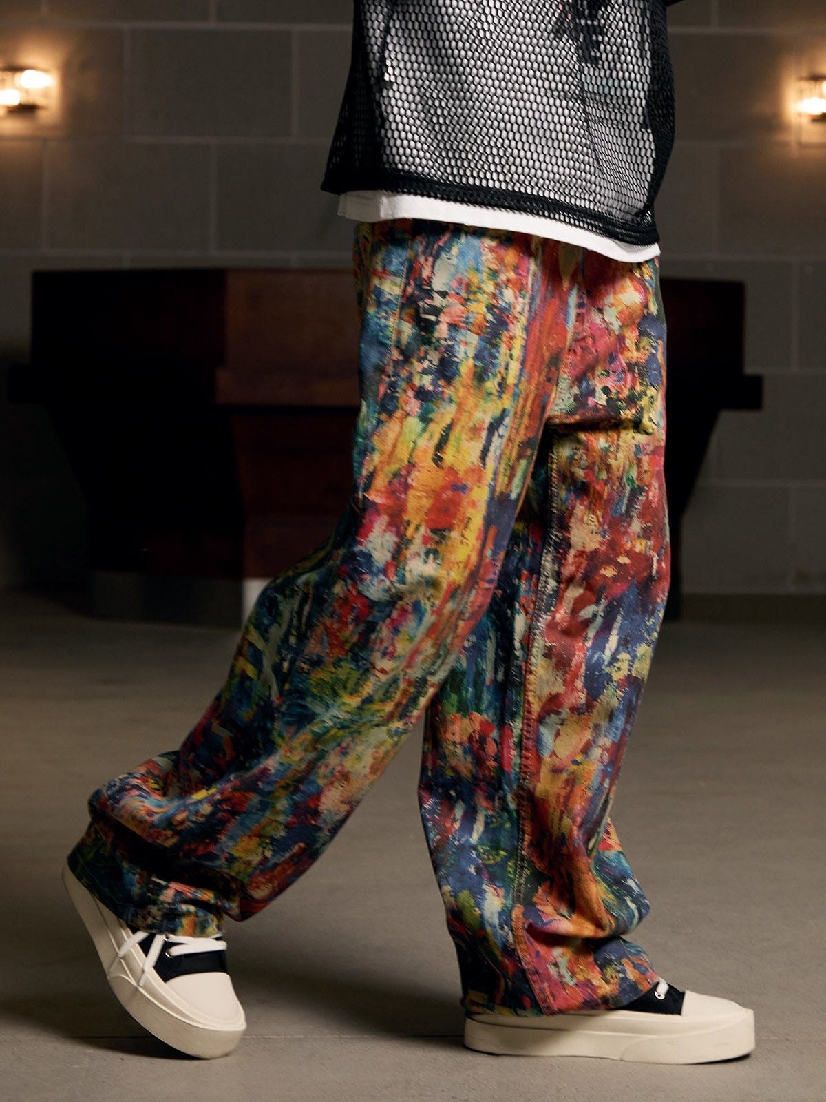 Street Oil Painting Color Straight Jeans