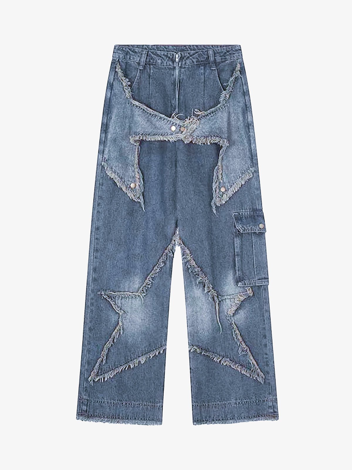 Patch Embroidered Straight-leg Jeans