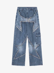 Patch Embroidered Straight-leg Jeans