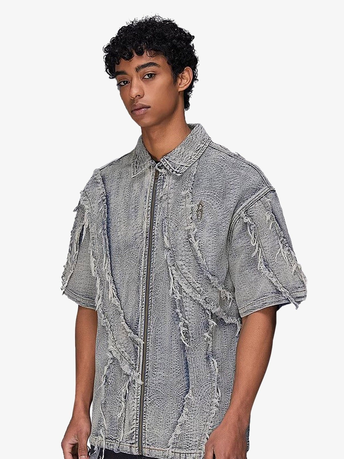 Washed Raw Edge Denim Shirt