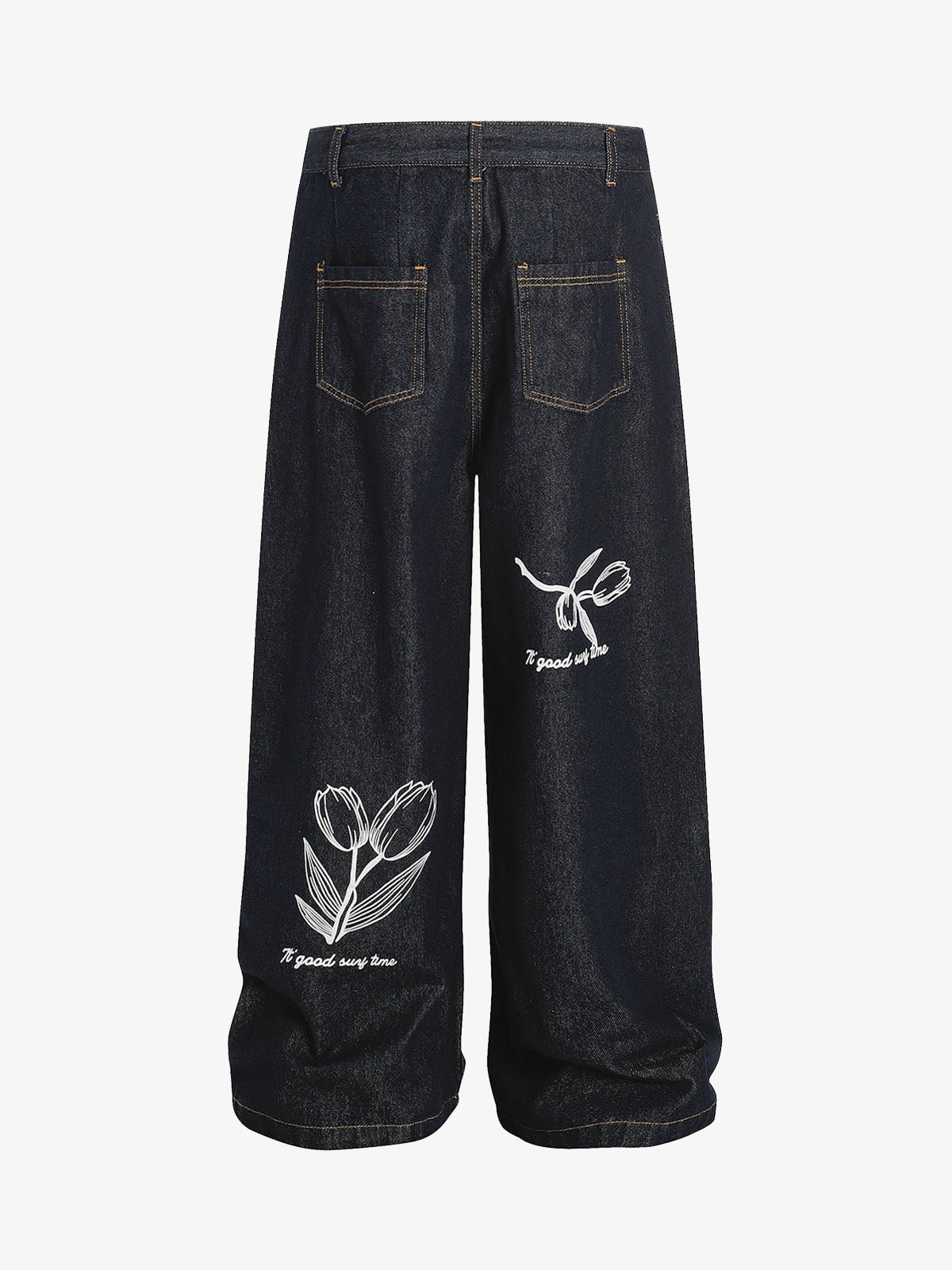 Vintage Graffiti Floral Print Jeans