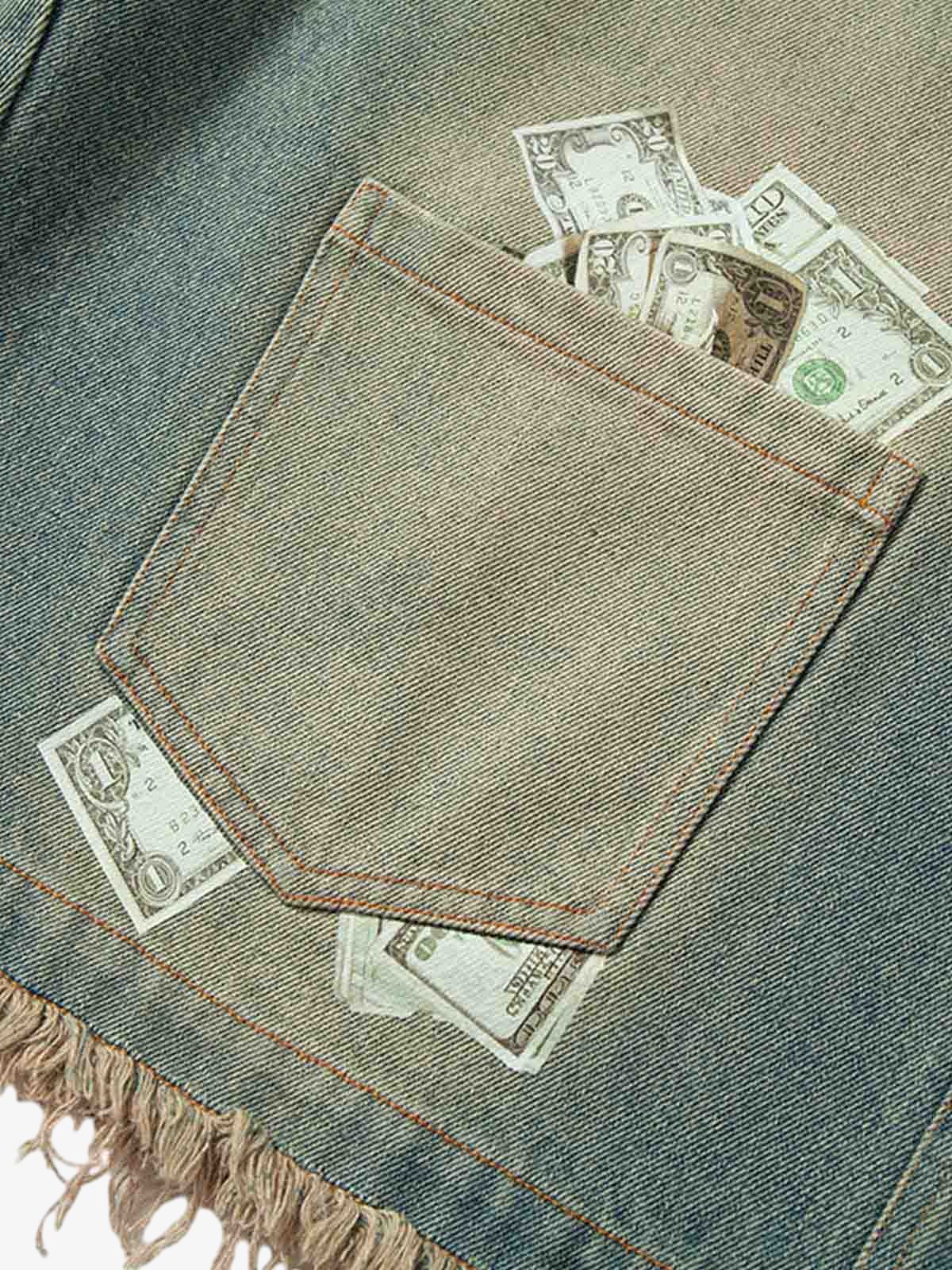 Gradient Washed Raw Edge Jorts