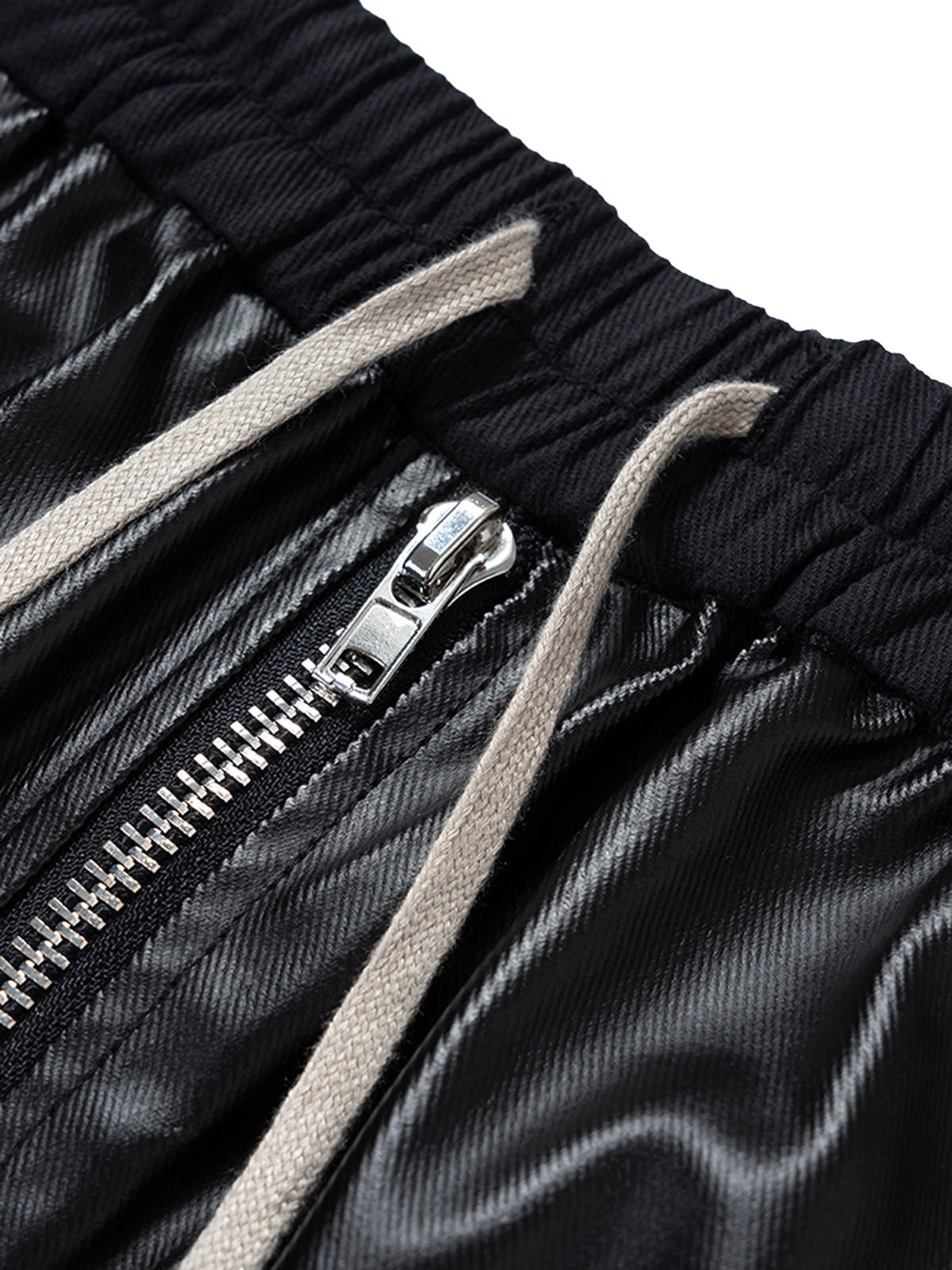 RO-style multi-pocket matte coated pants