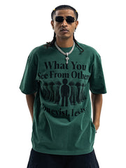 Street Retro Portrait Letter Print T-Shirt