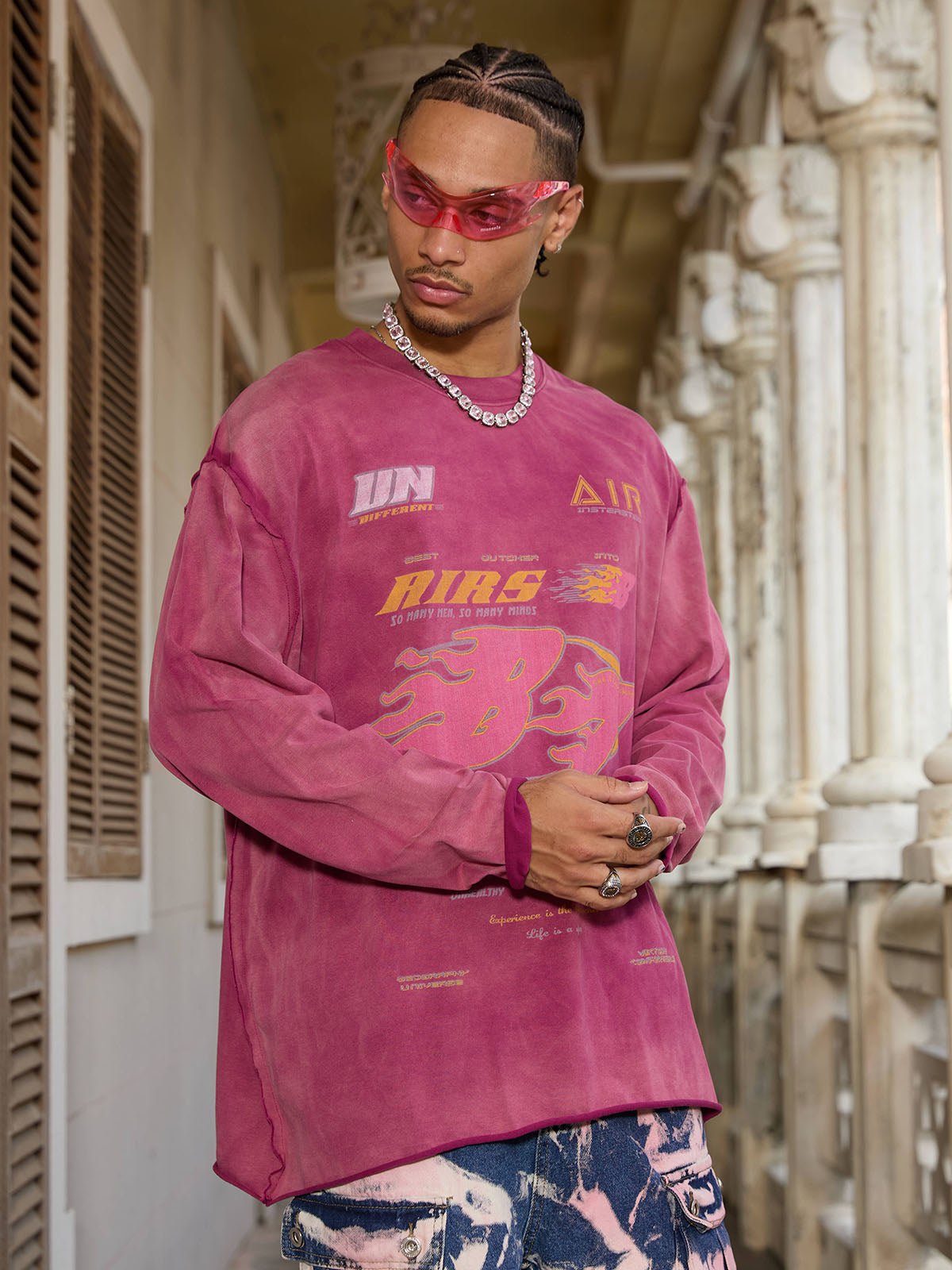 Washed Edge Long Sleeve T-Shirt