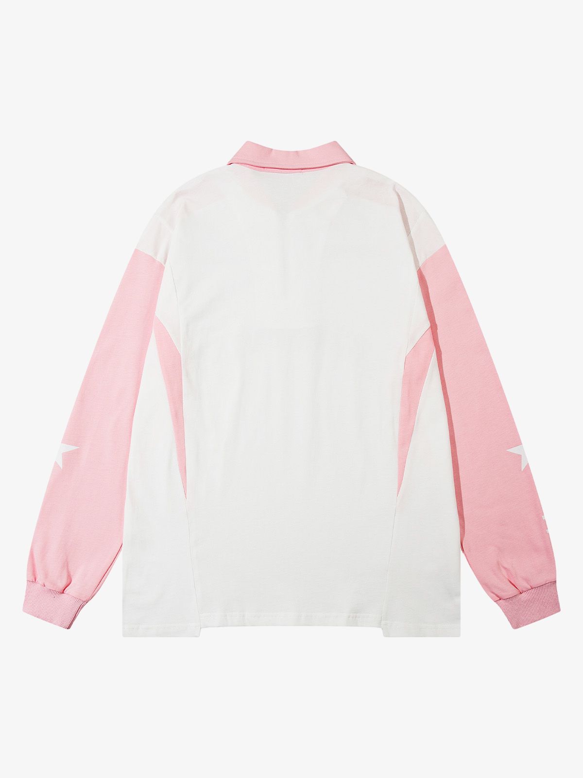 Star Contrast Color Long Sleeve Quarter Zipper Shirt