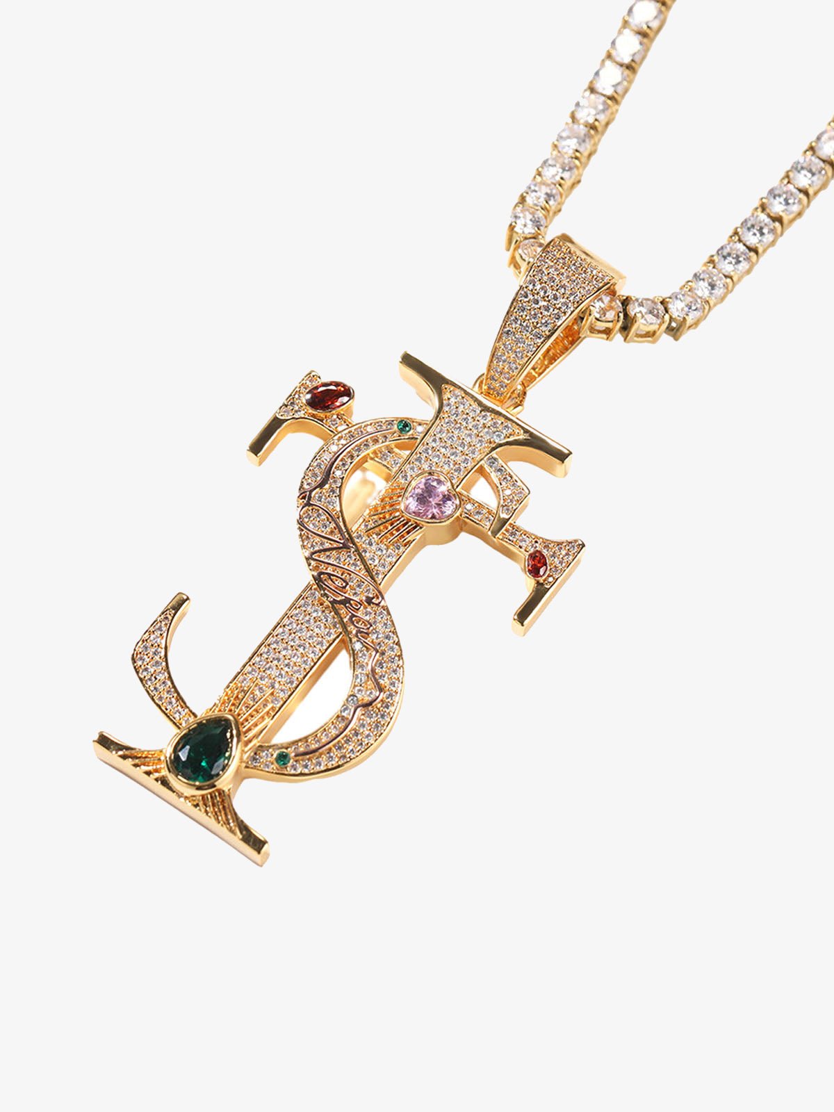 Zircon S Cross Pendant Necklace