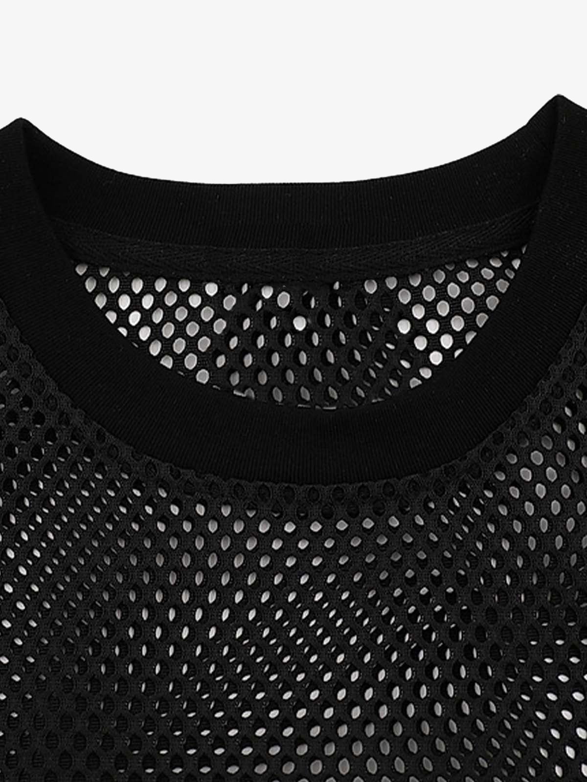 Hollow Sports Mesh Embroidered Letters Vest