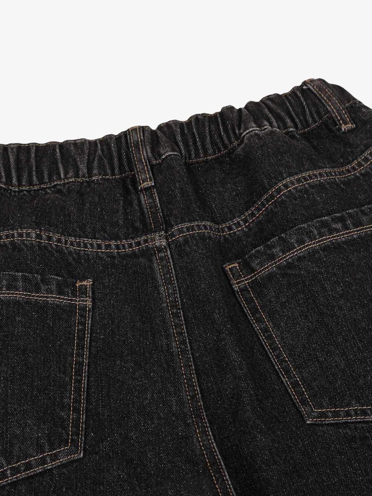 Patchwork Plaid Pleated Baggy Barrel Jeans