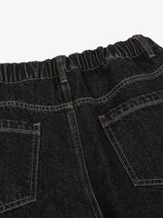 Patchwork Plaid Pleated Baggy Barrel Jeans