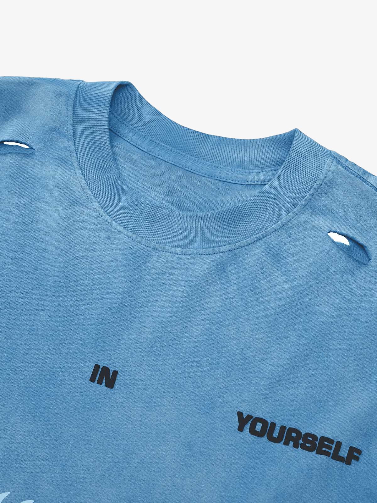 High Street Gradient Design Hole T-shirt