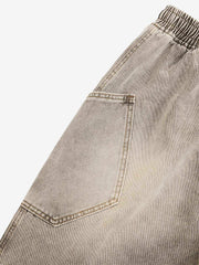 Vintage Wash Deconstructed Drawstring Denim Shorts