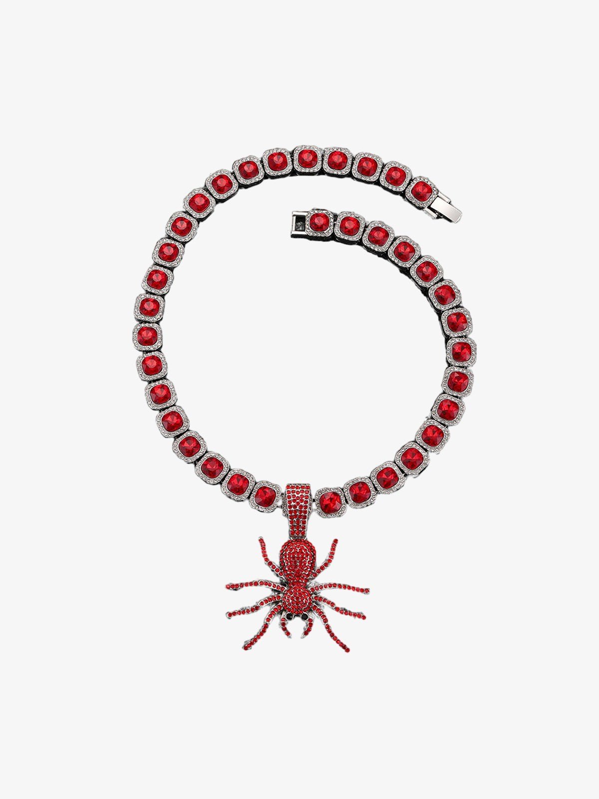 Punk Style Red Spider Cuban Necklace