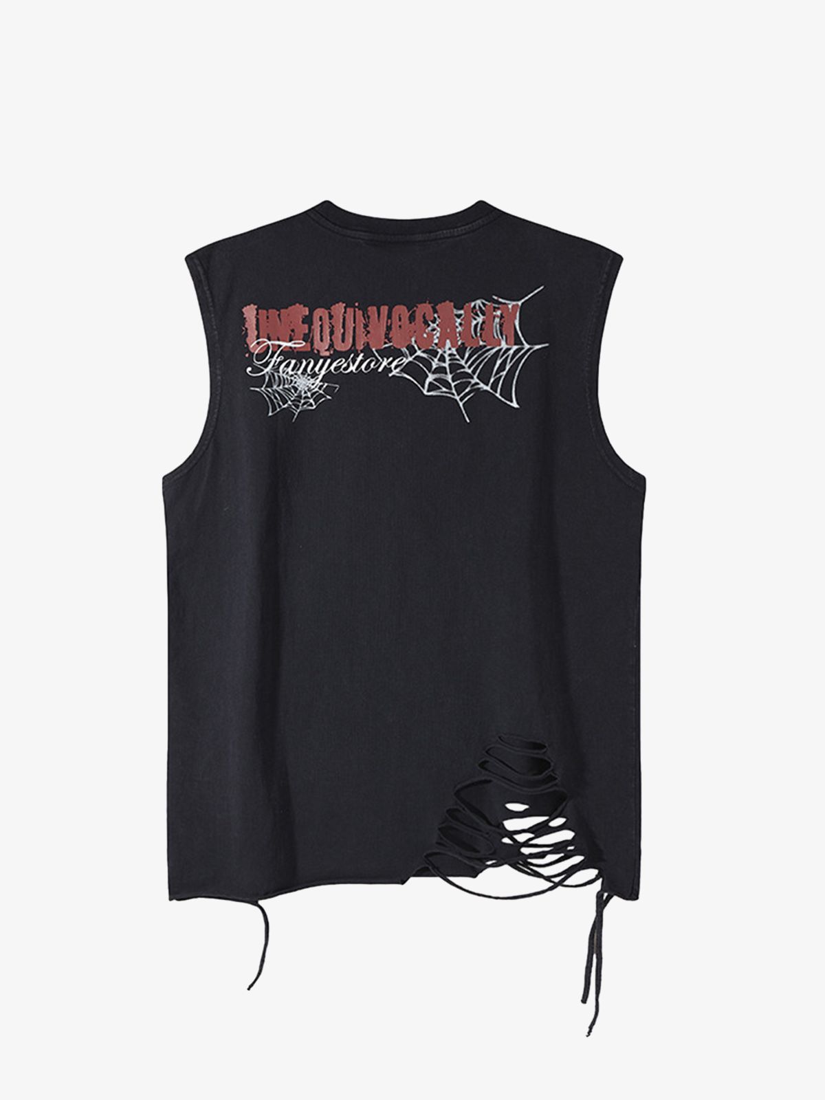 Raggedy Design Spider Web Graphic Vest