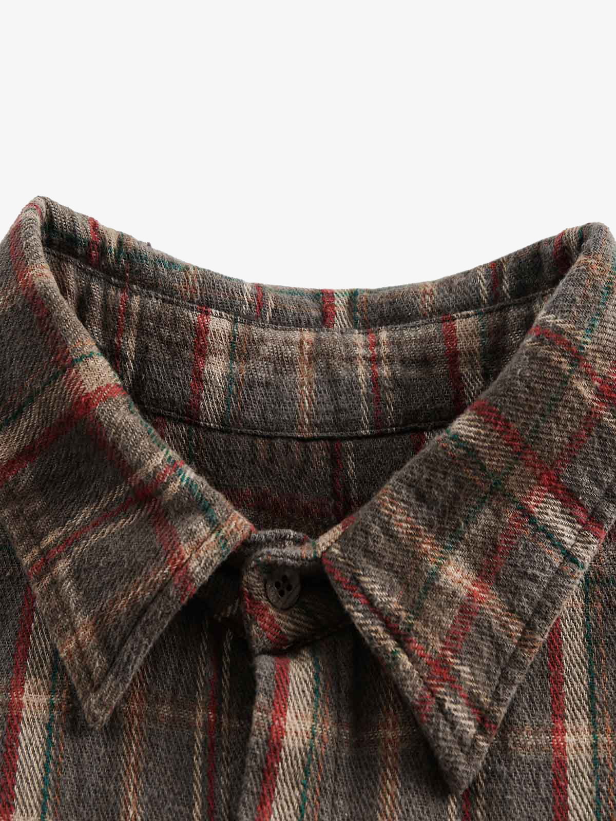 Vintage Plaid Tie-Dye Long Sleeve Shirt