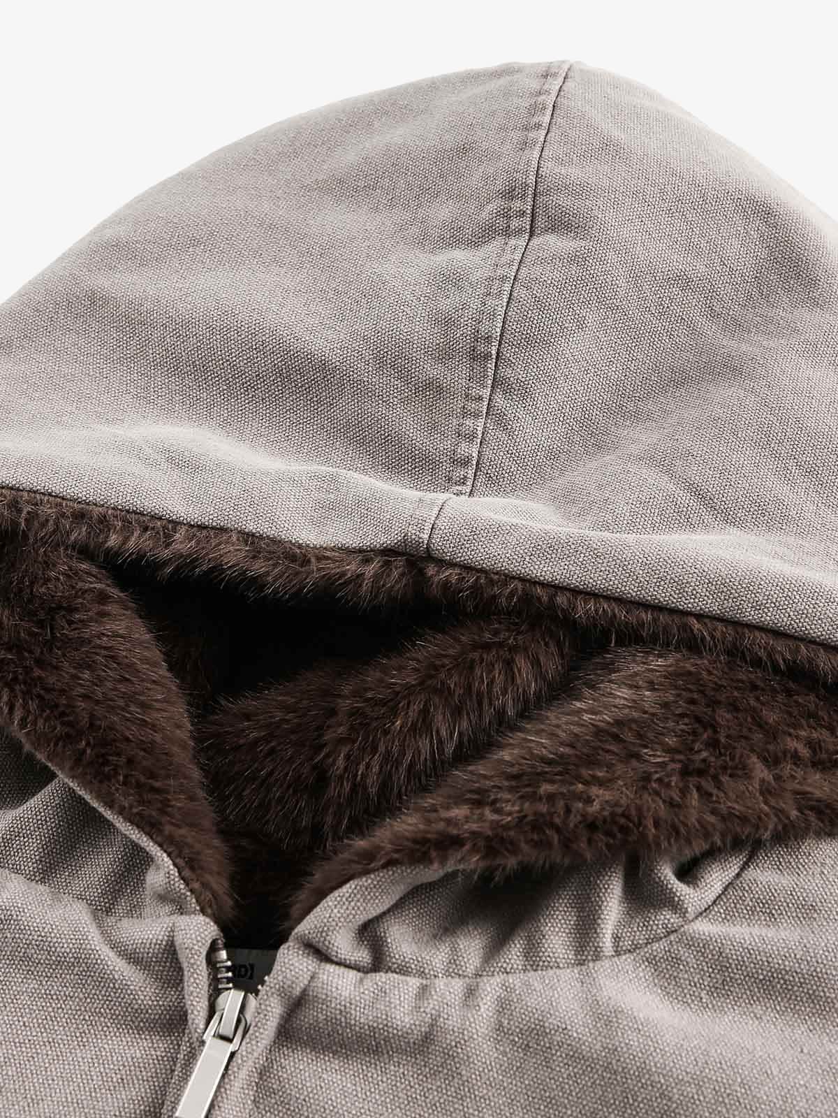 Fur Hooded Zip Up Quilted Jacket