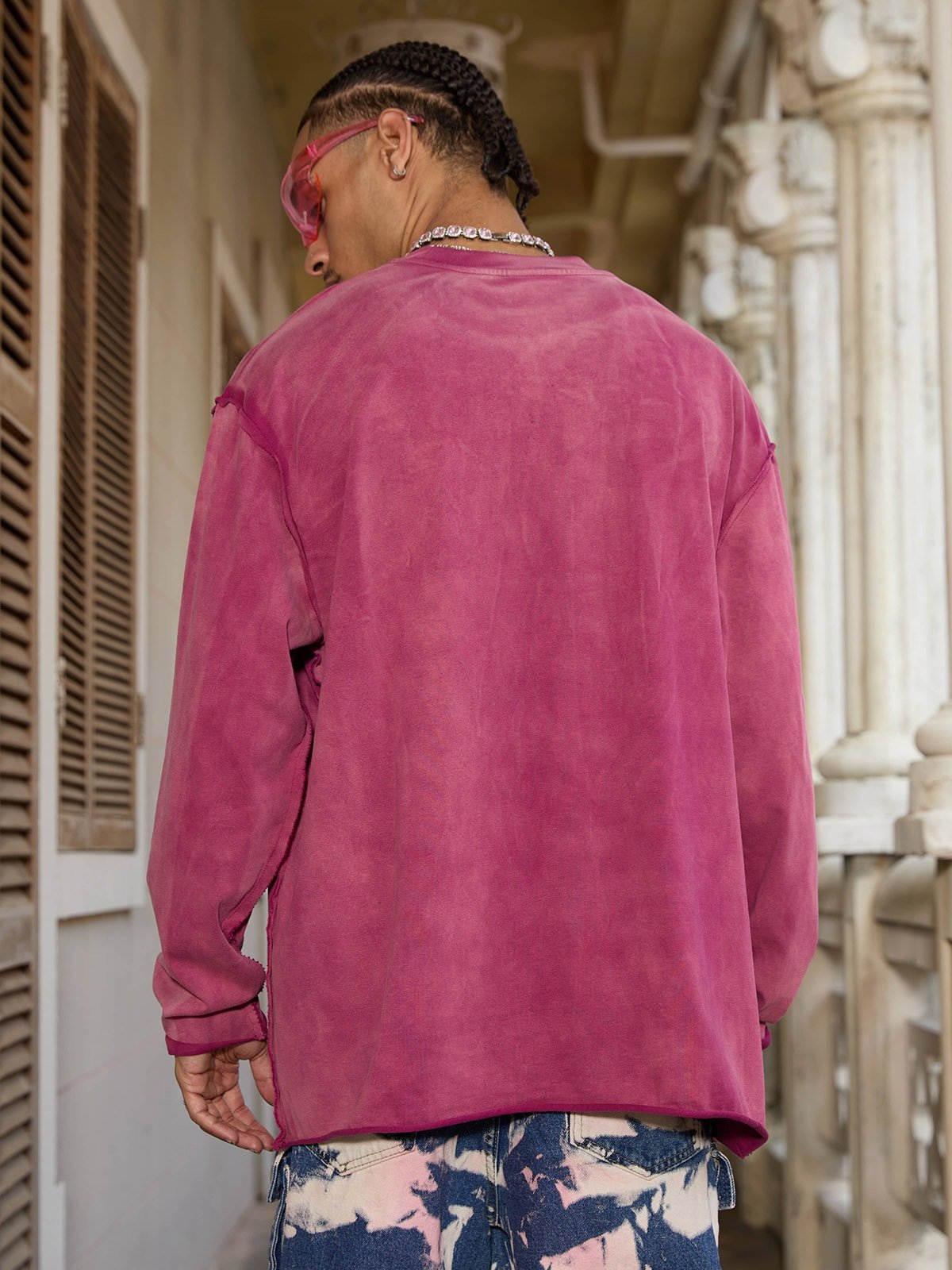 Washed Edge Long Sleeve T-Shirt