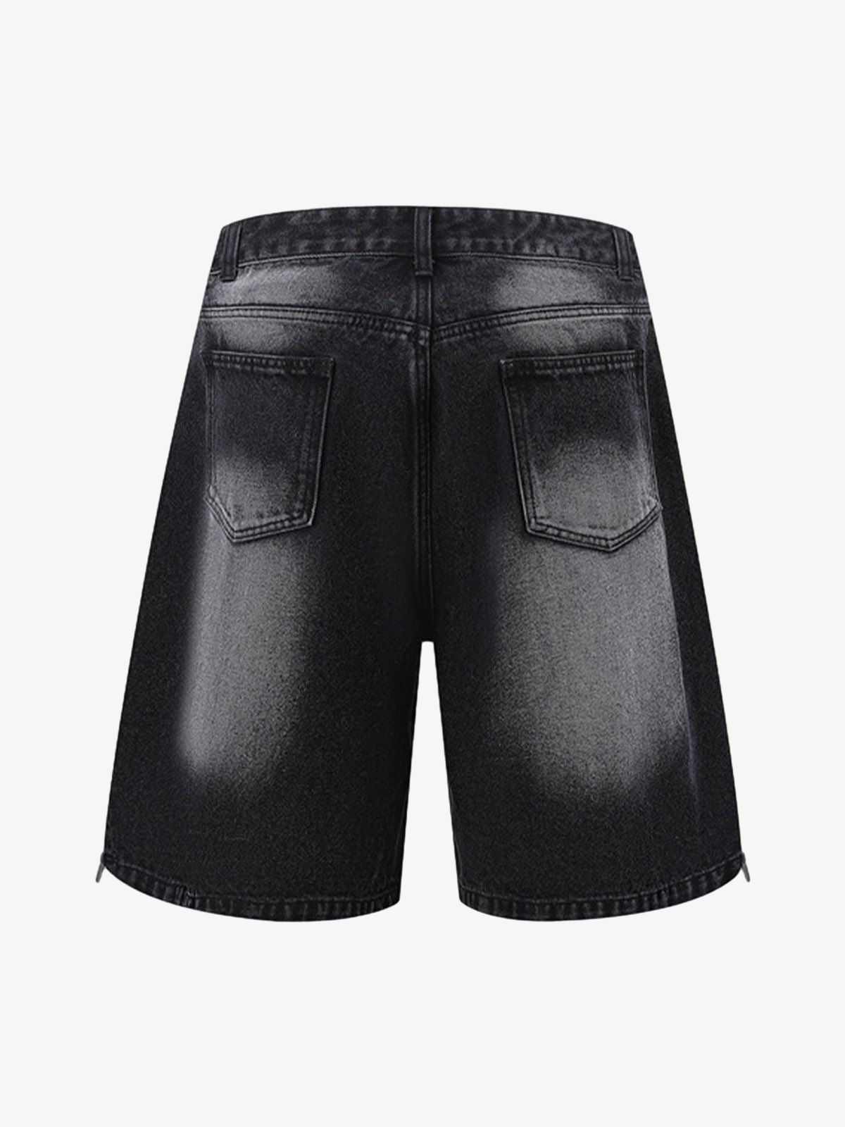 Distressed Washed Workwear Denim Shirt And Jorts Set