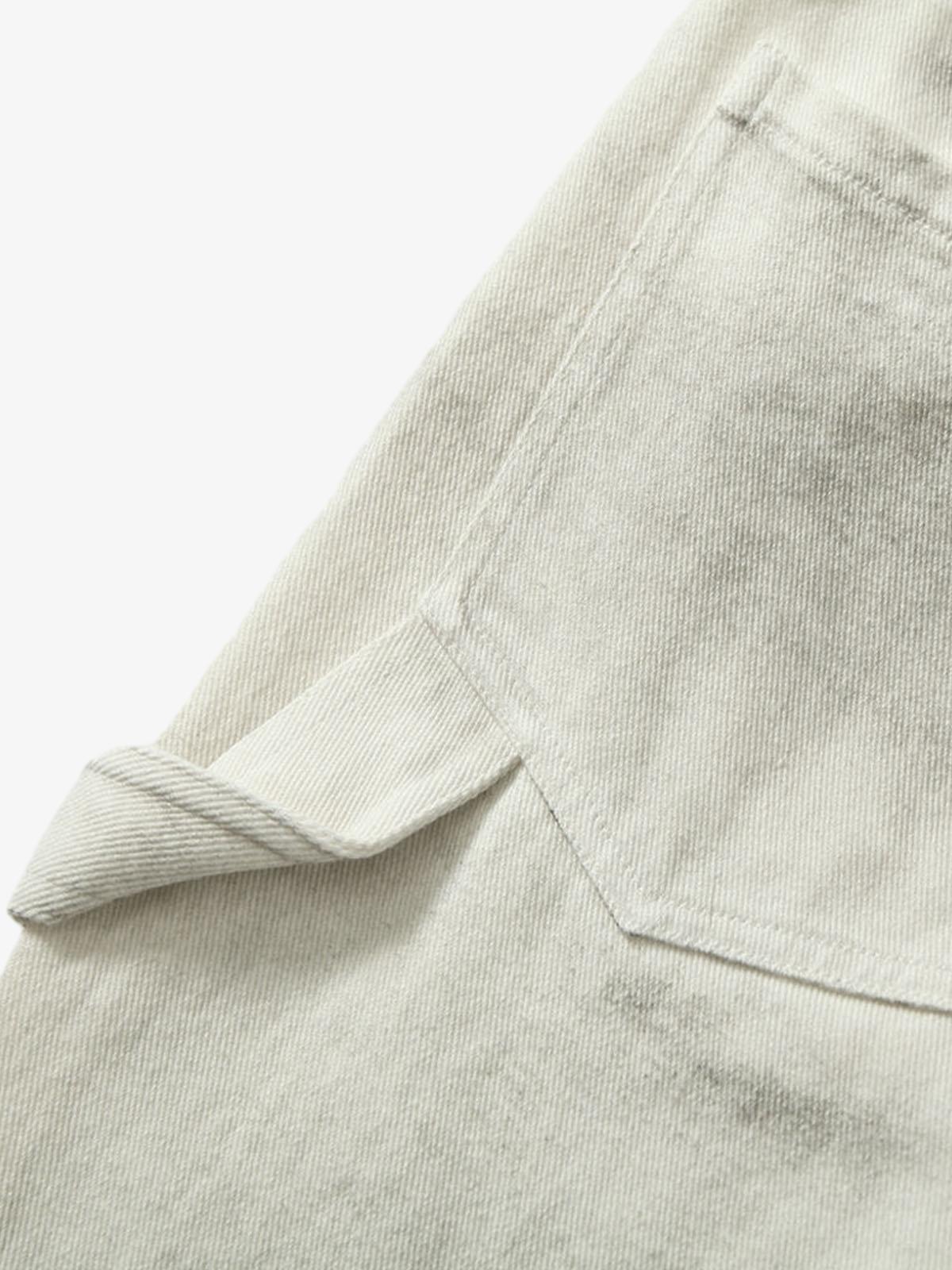 Washed Tie-Dyed  White Work Pants
