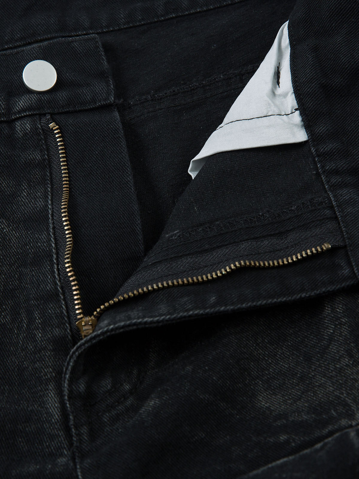 Denim Heavy Washed Distressed Pleated Baggy Jeans