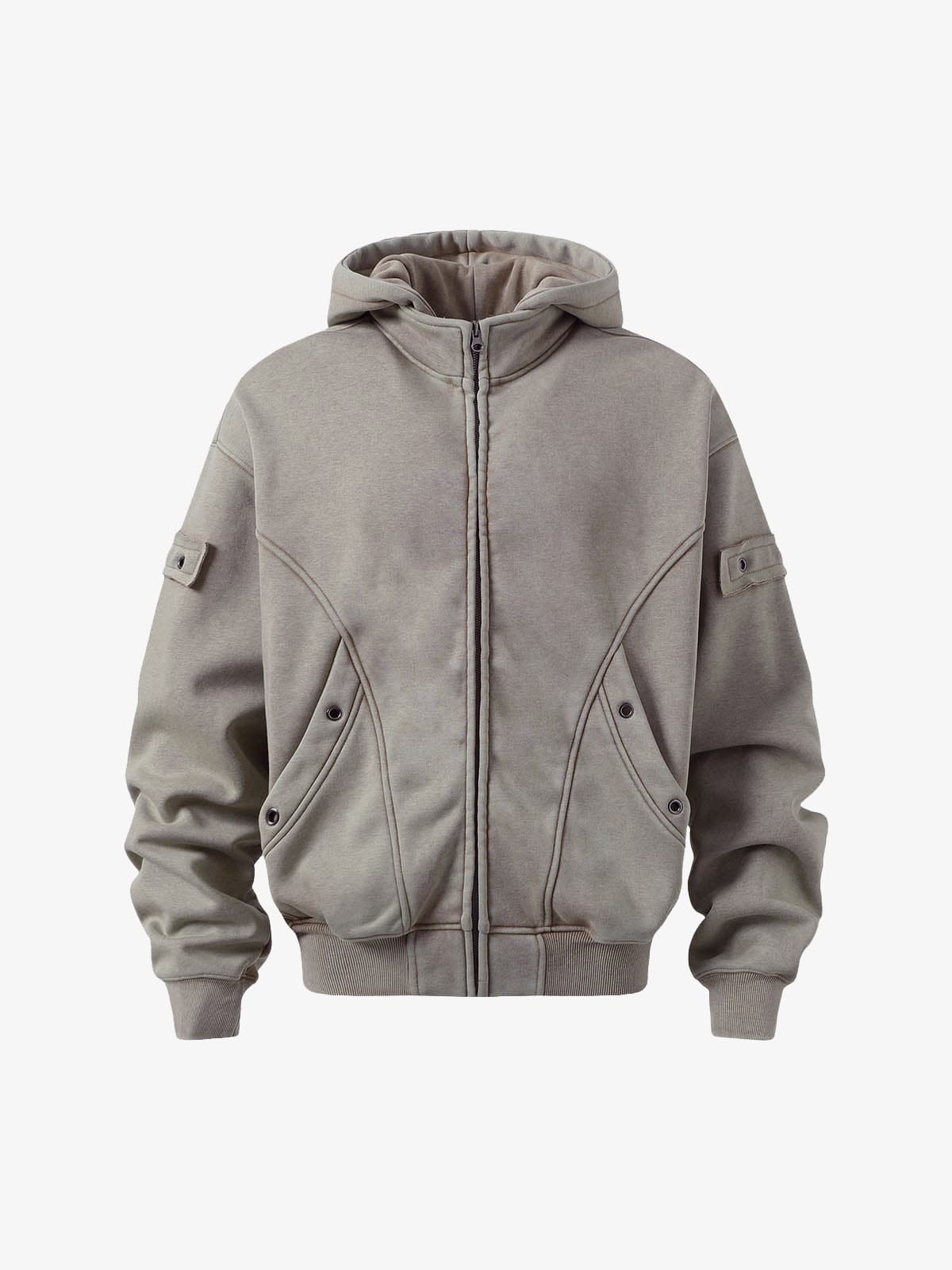 Wasteland Style Washed Zipper Up Sweatshirt