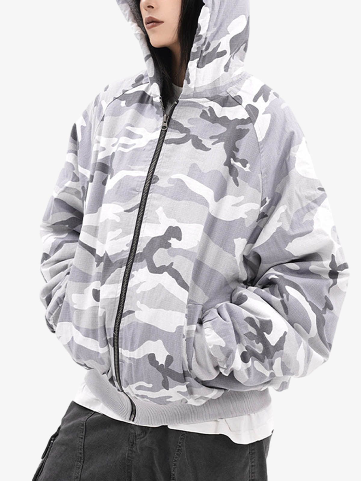 Camouflage Fleece Hooded Jacket