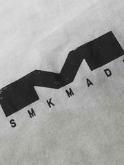 Heavy Washed Distressed Dirty Print Letter T-shirt