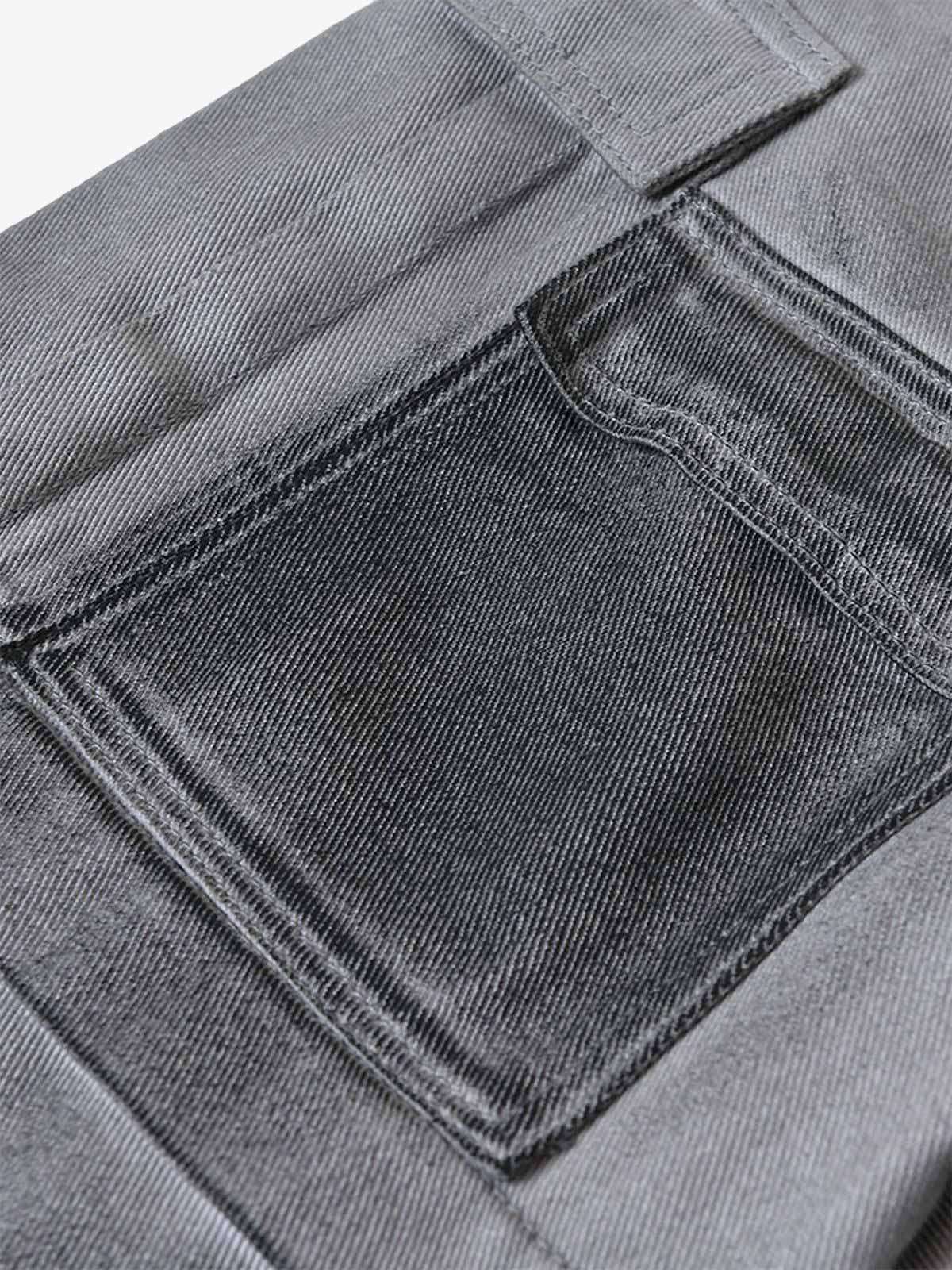 High Street Hip Hop Distressed Washed Work Jeans