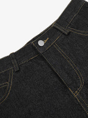 Washed Cheetah Print Patchwork Denim Jorts
