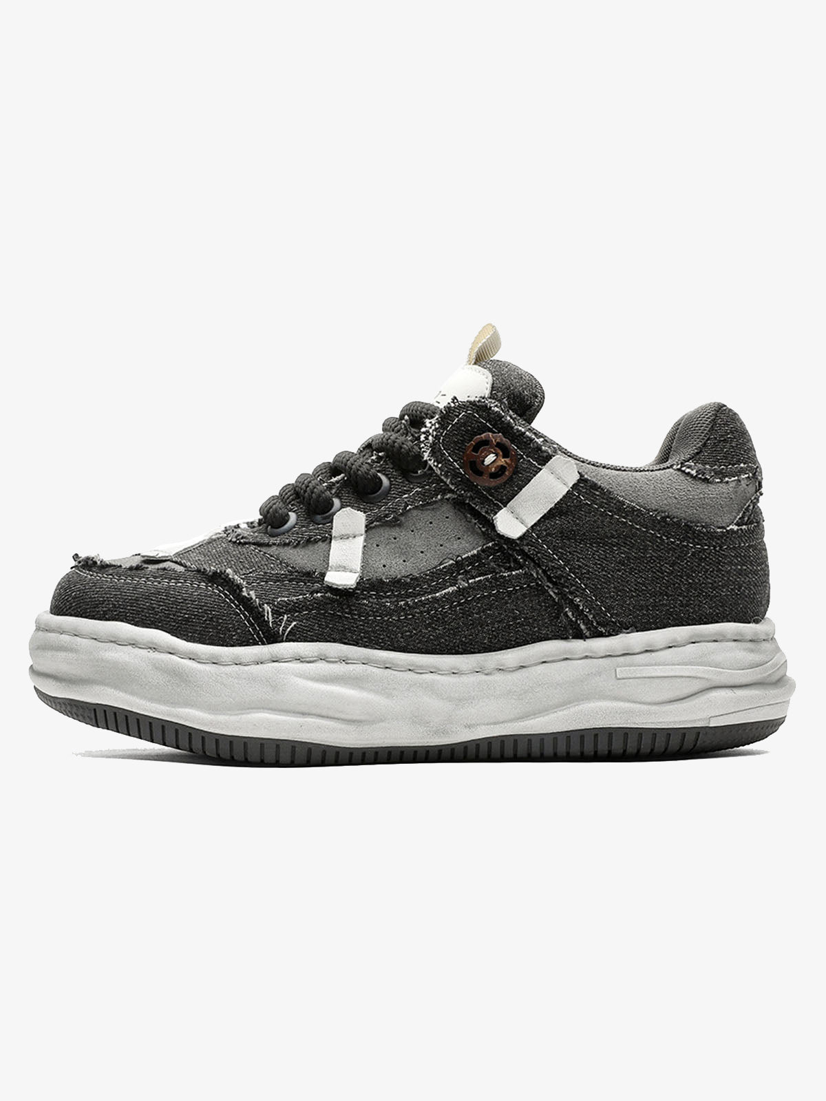 Distressed Deconstructed Split Whisker Platform Sneakers