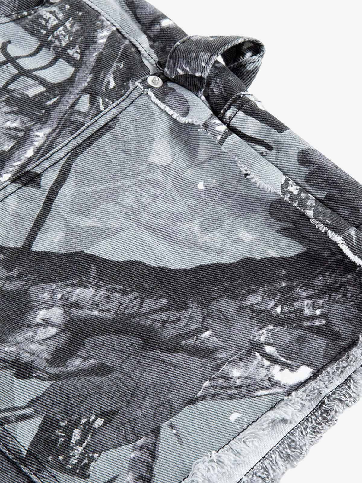 Retro Distressed Camouflage Workwear Hip-Hop Shorts