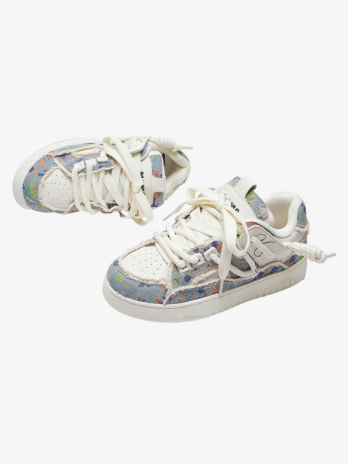 Rubber Sole Contrast Color Destruction Tassel Sneakers