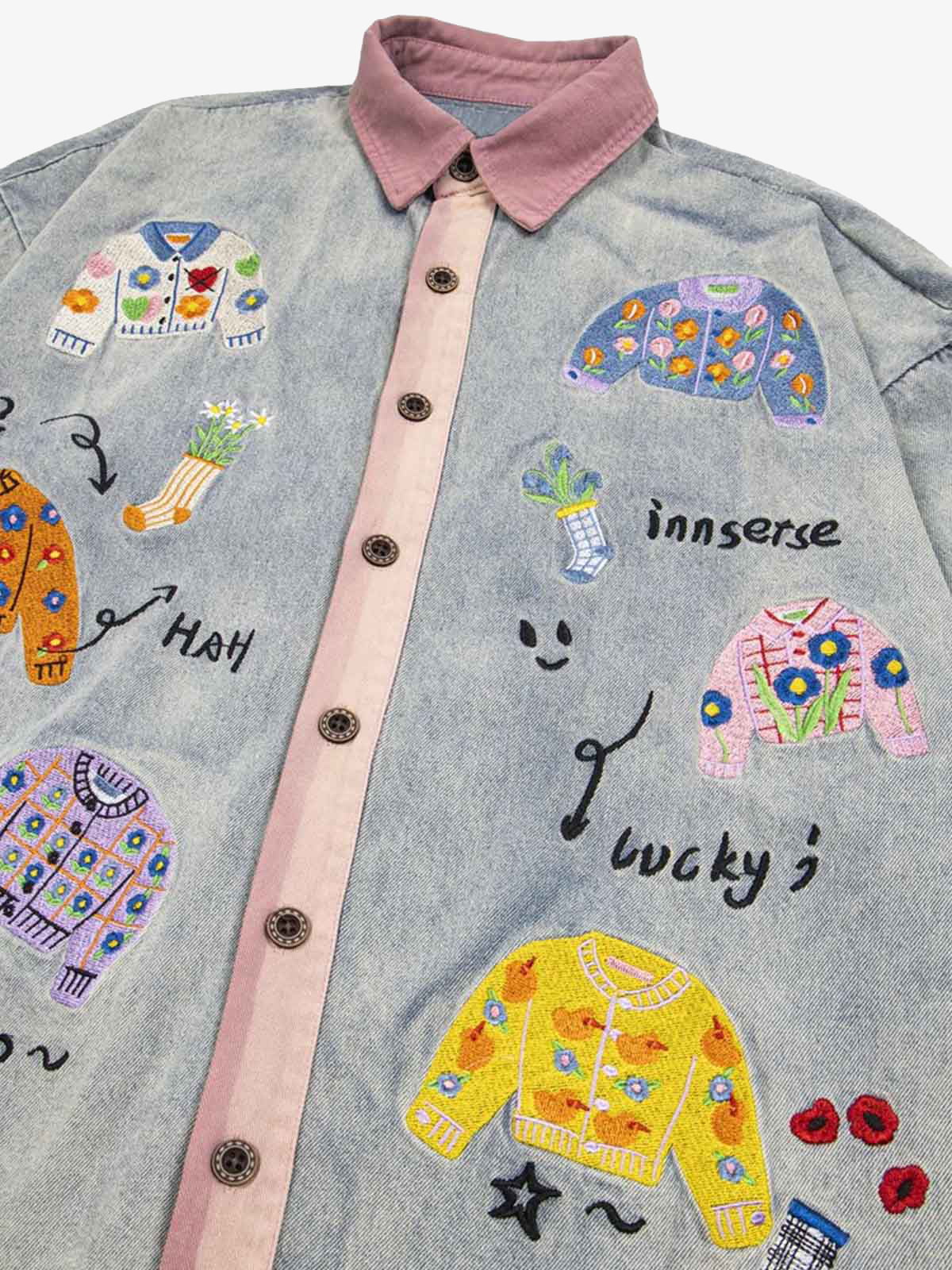 Embroidered Patch Denim Shirt