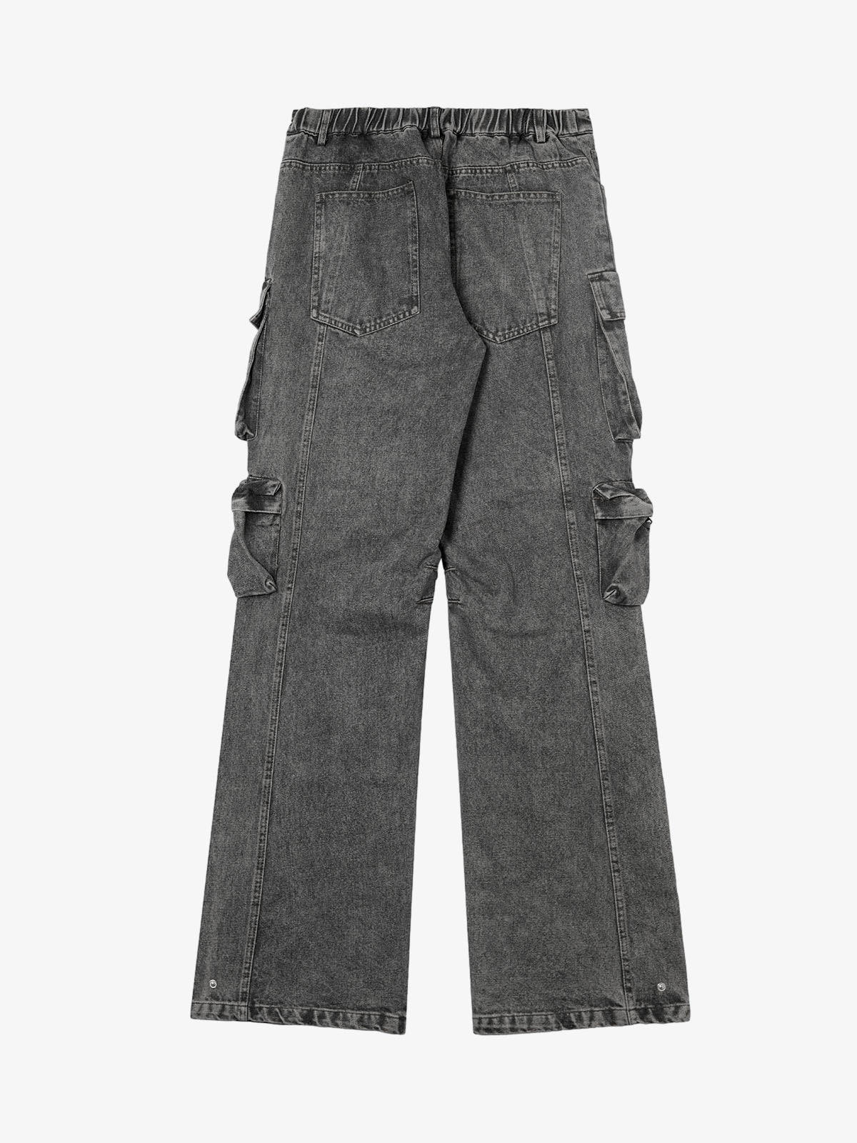 Street Stitching Multi-Pocket Workwear Washed Jeans
