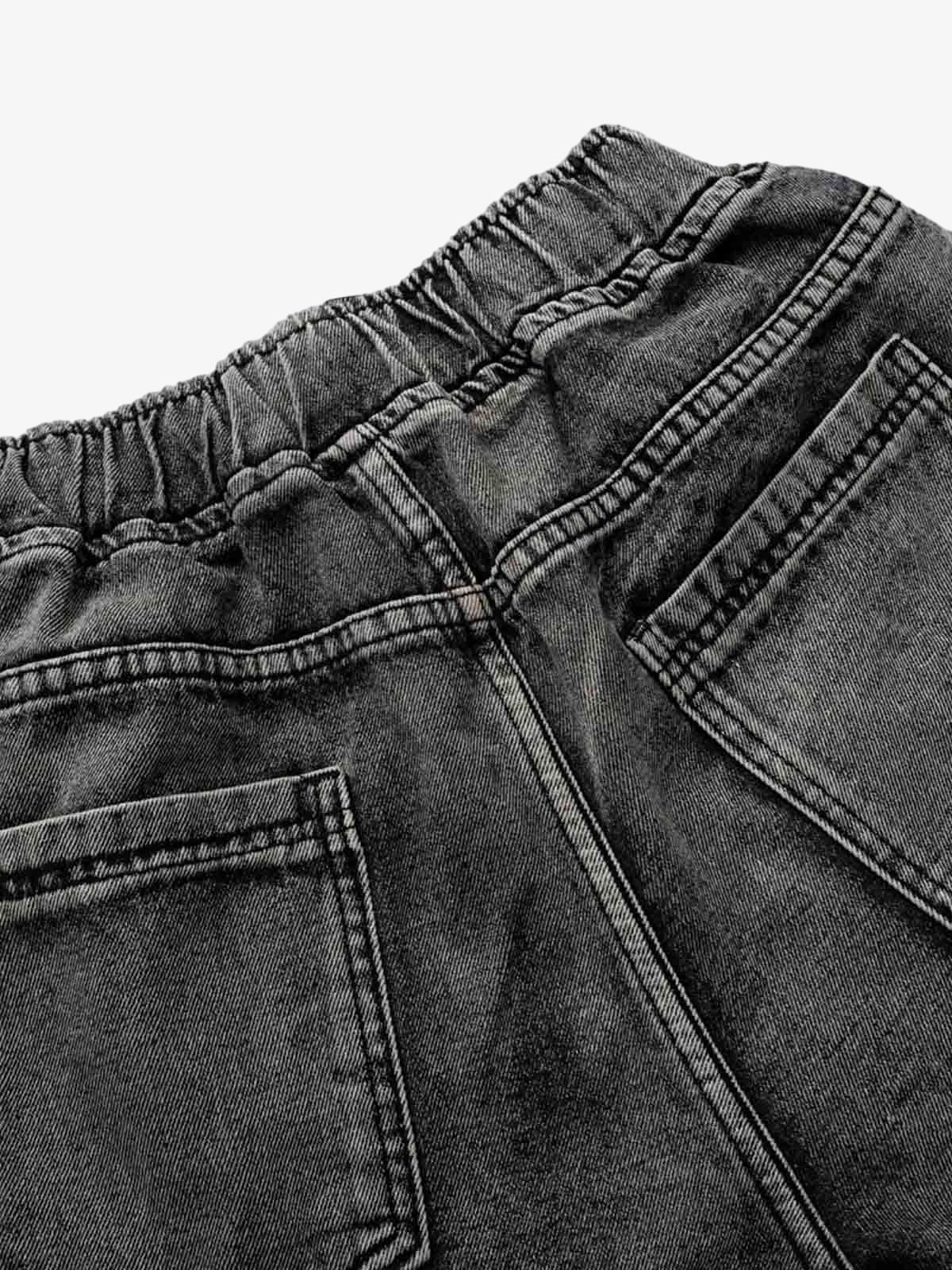 Washed Cargo Denim Shorts