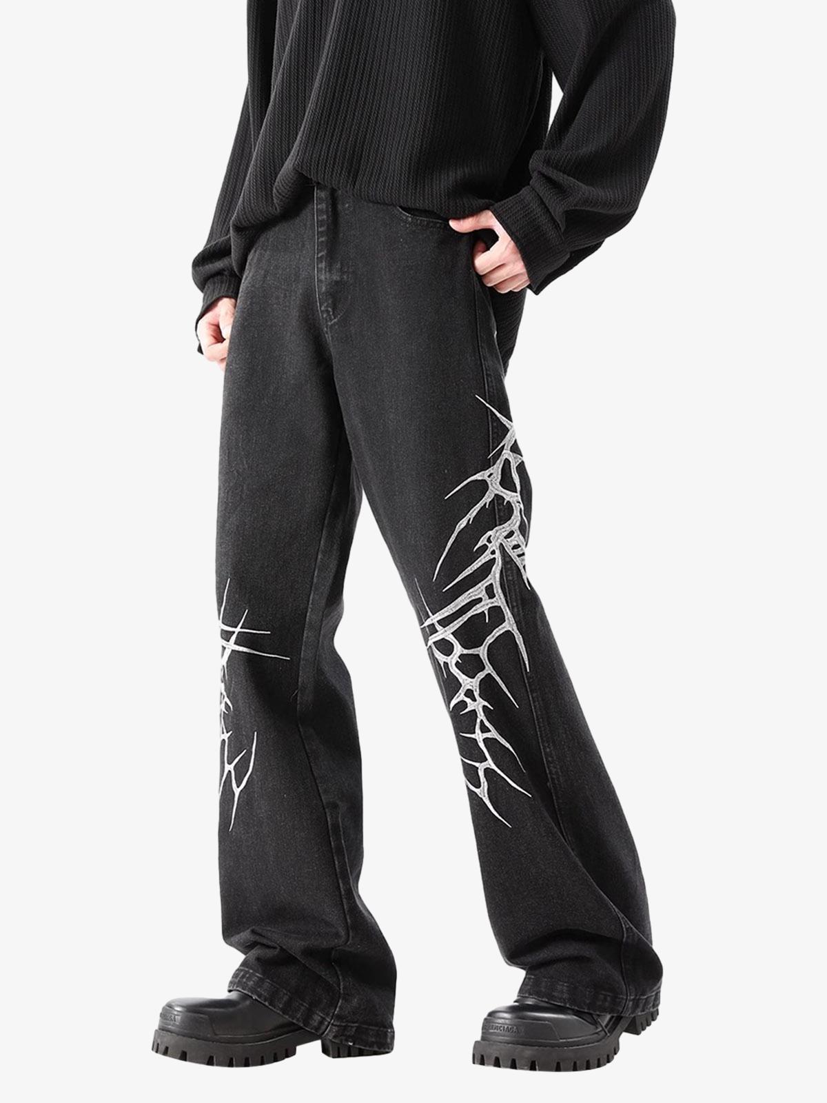 Graphic Embroidered Straight Jeans