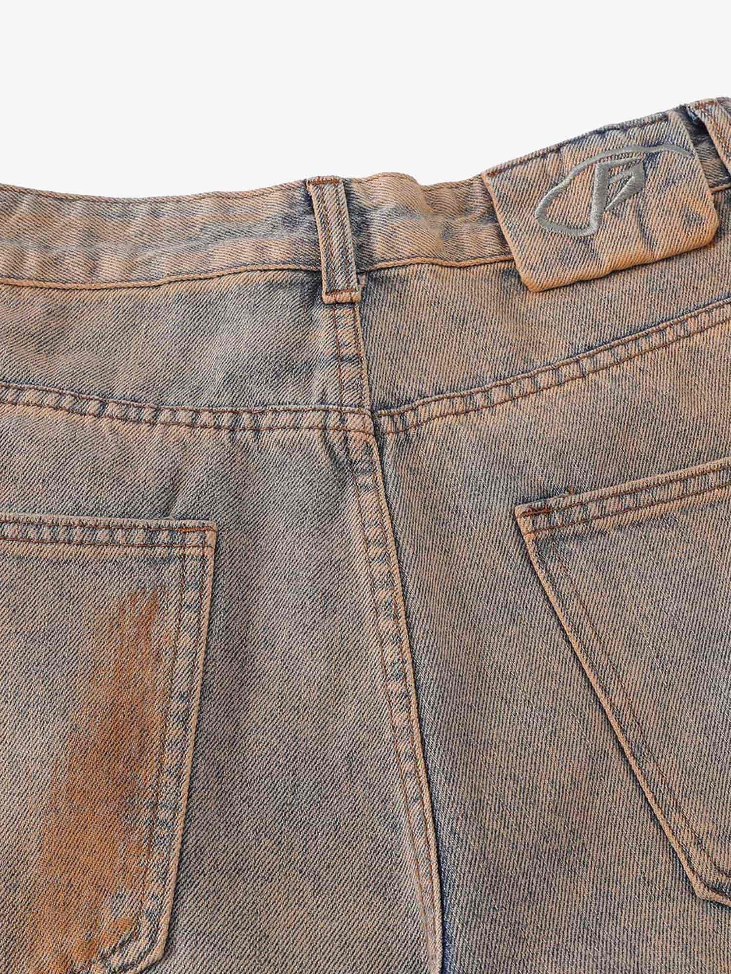 Retro Ripped Washed Patina Street Hip-Hop Jeans