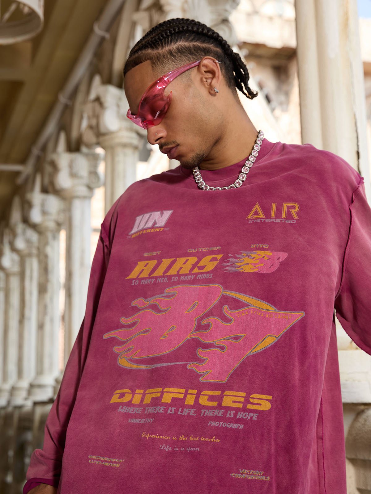 Washed Edge Long Sleeve T-Shirt