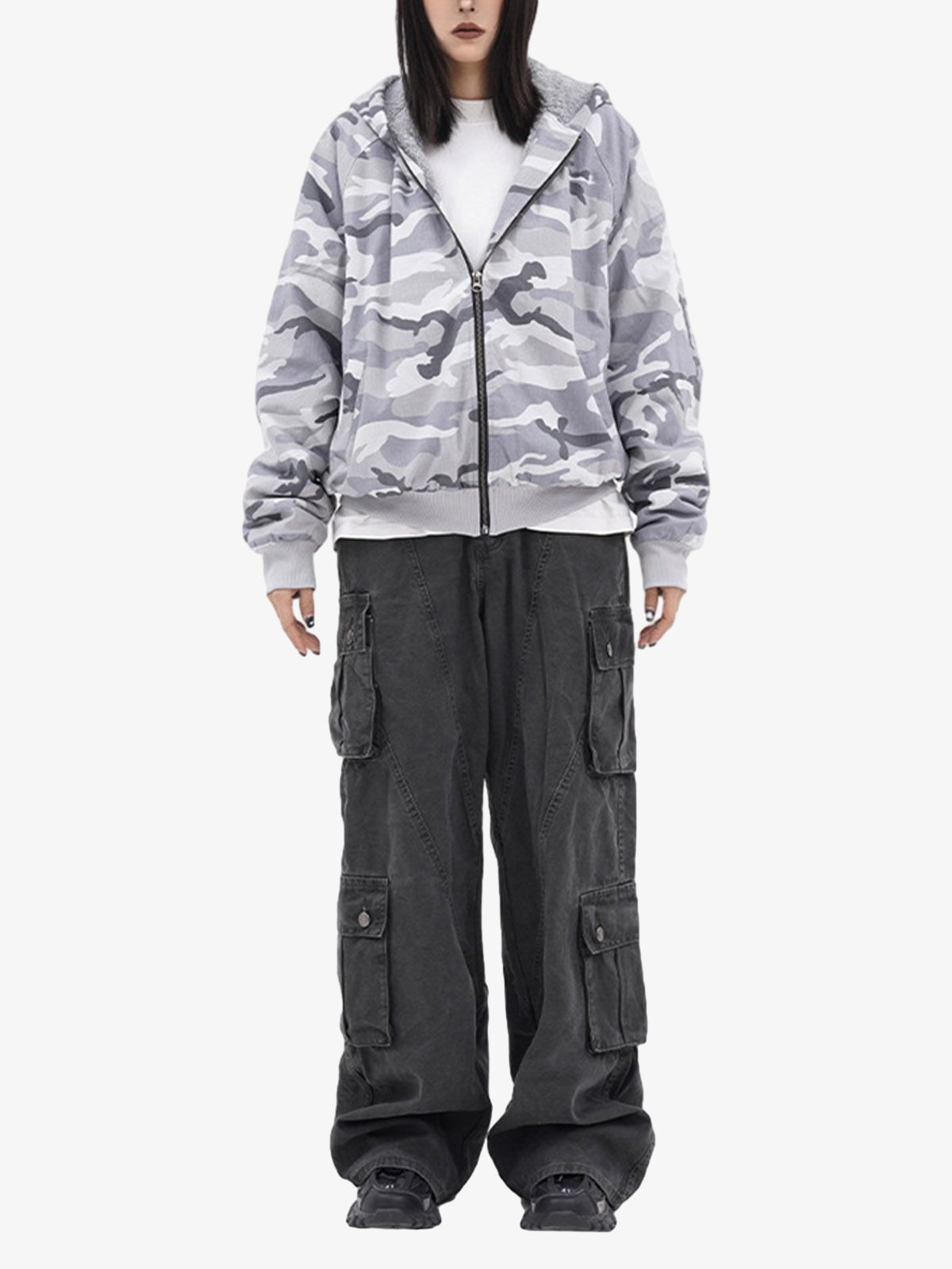 Camouflage Fleece Hooded Jacket
