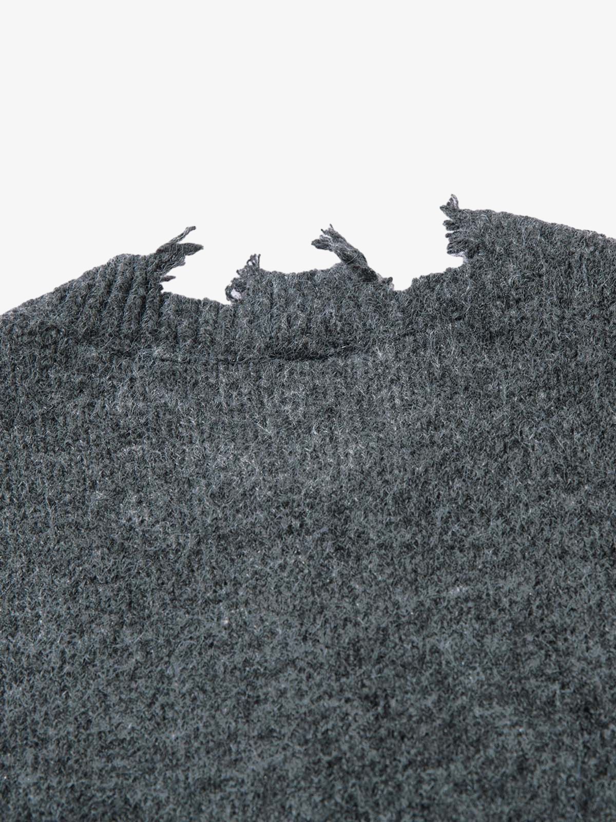 Distressed Quarter Zip Sweater
