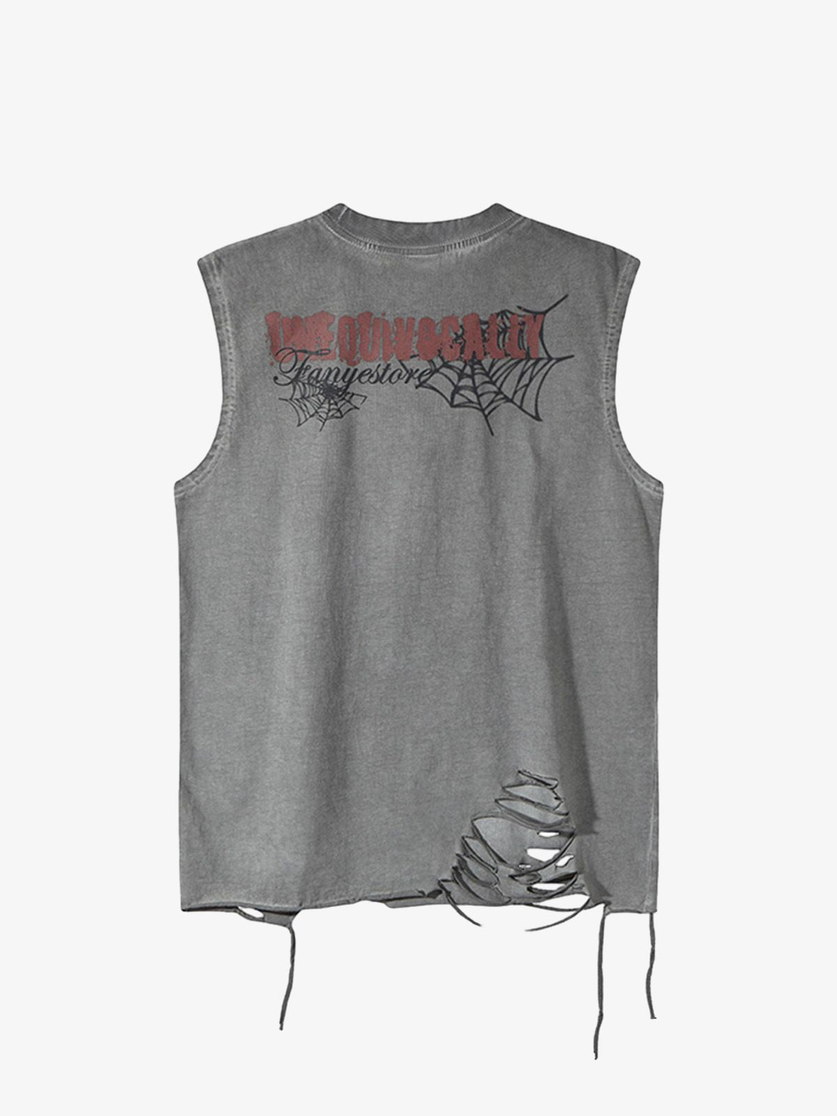 Raggedy Design Spider Web Graphic Vest