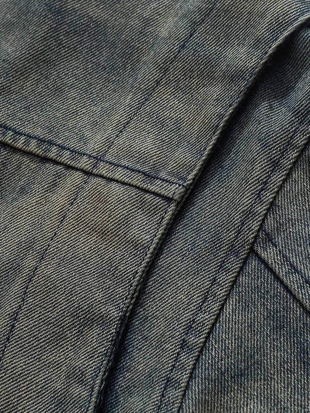 High Street Hip-hop Distressed Washed Denim Jacket