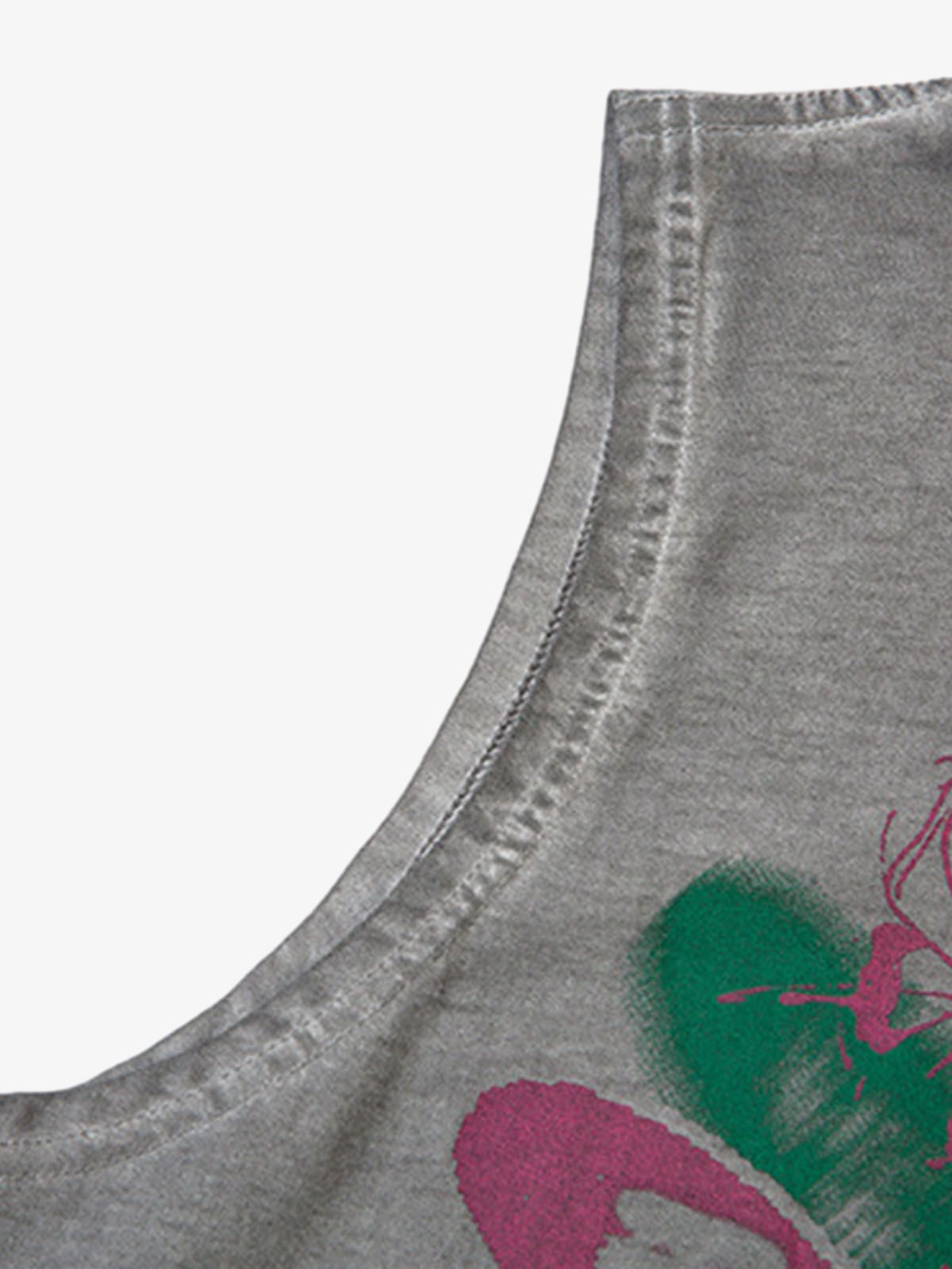 Raw Edge Butterfly Print Vest