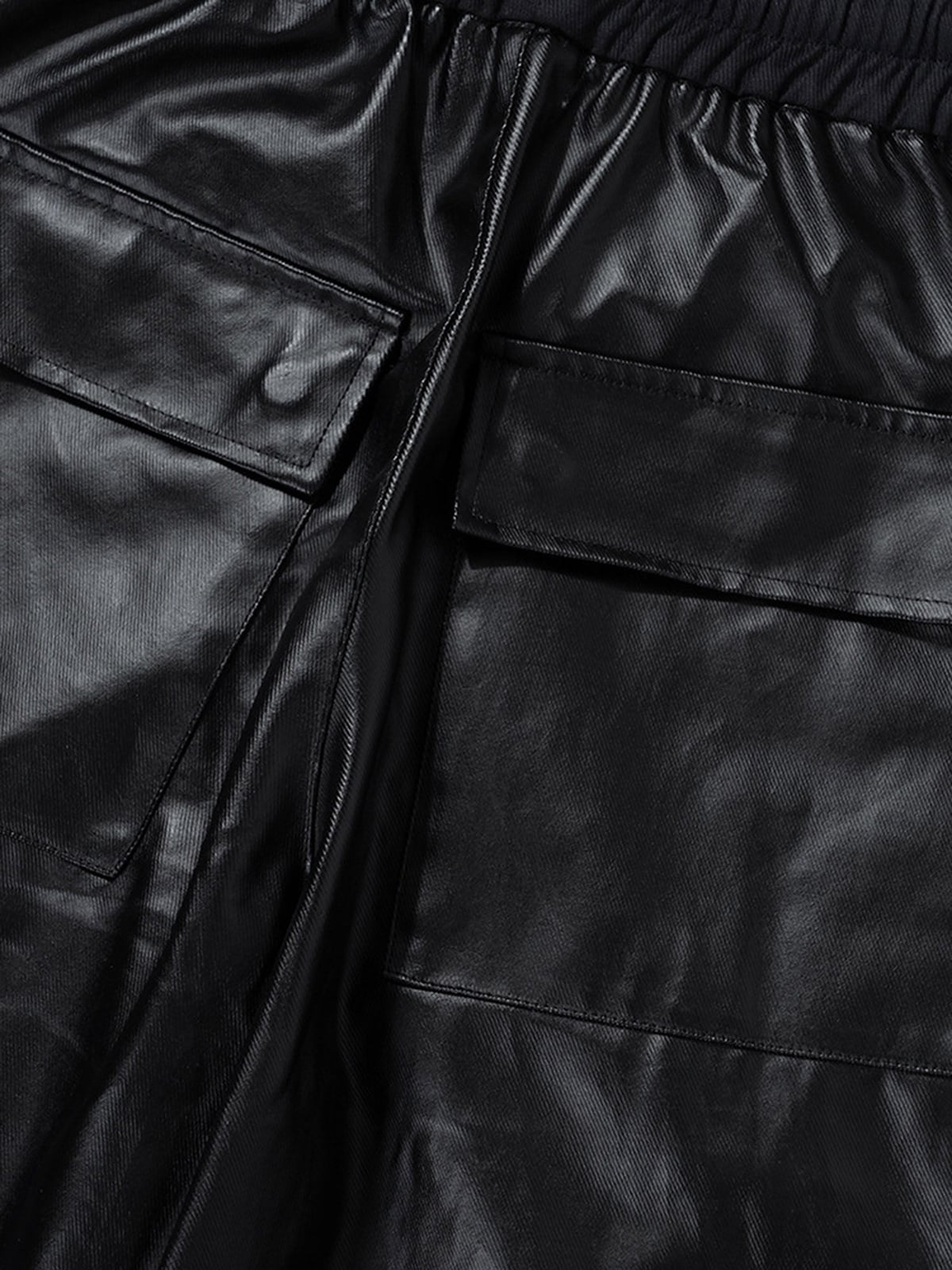RO-style multi-pocket matte coated pants