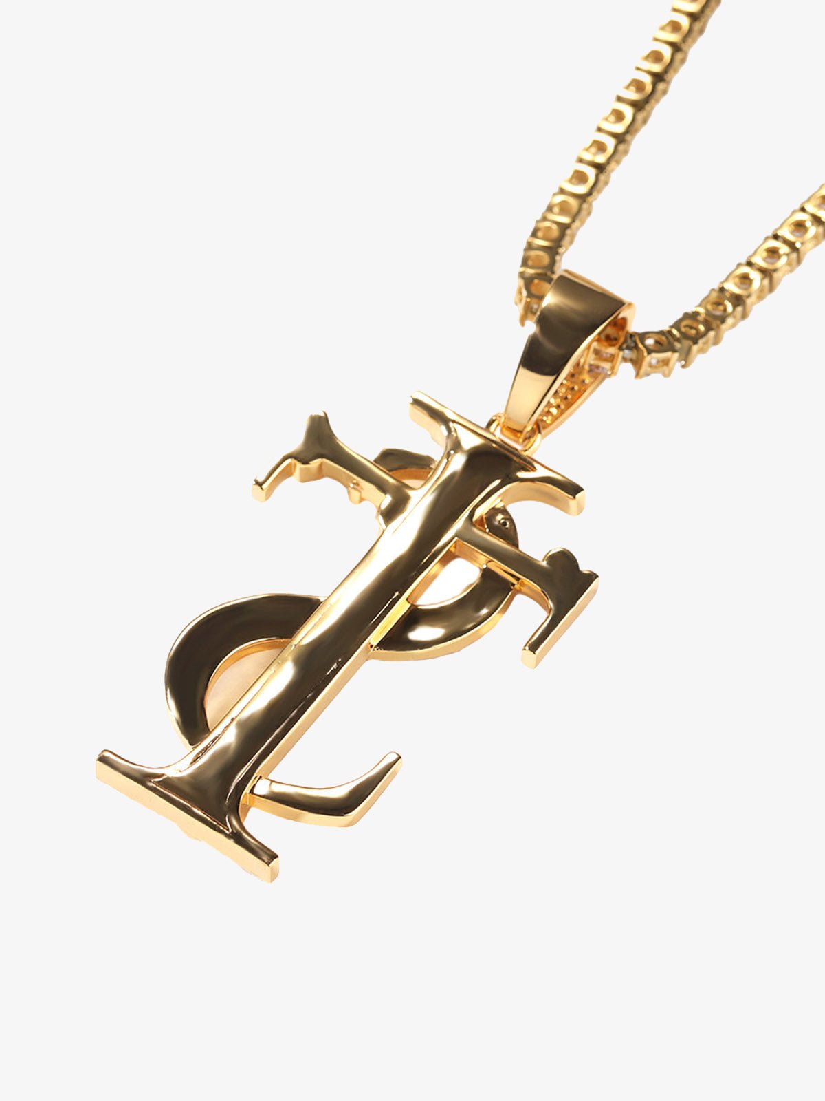 Zircon S Cross Pendant Necklace