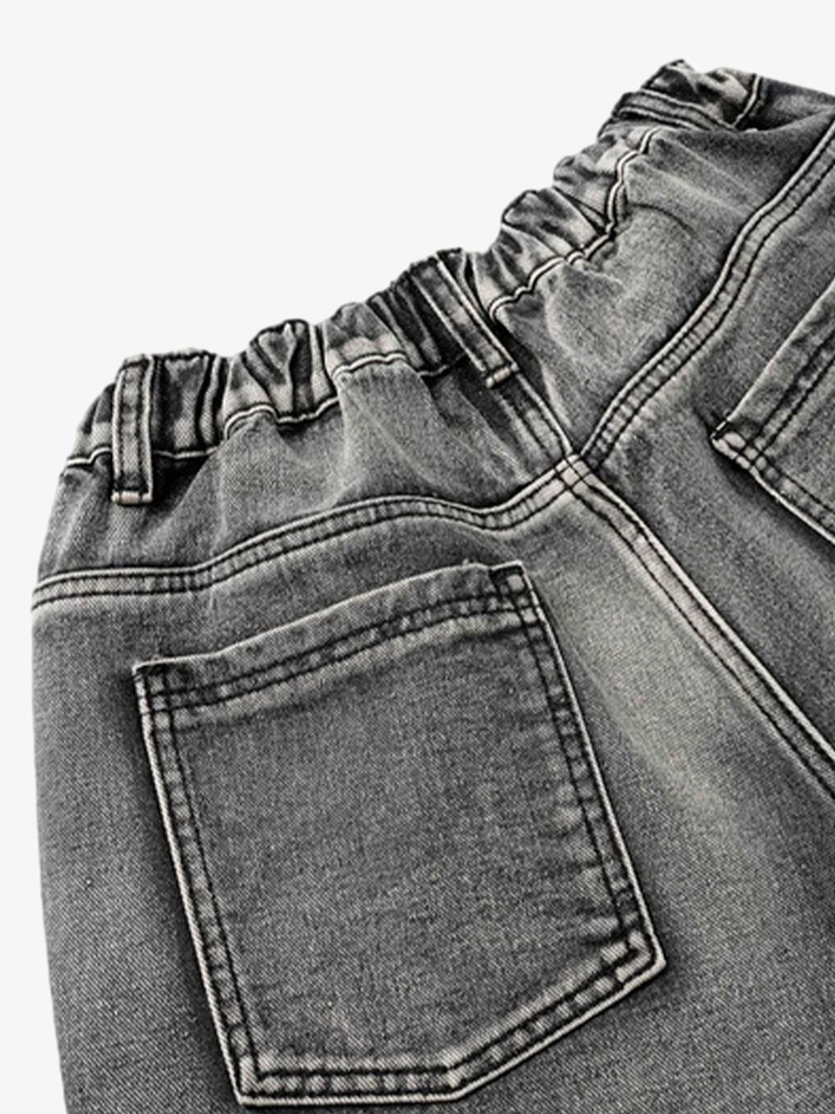 High-Waisted Multi-Pocket Denim Cargo Shorts