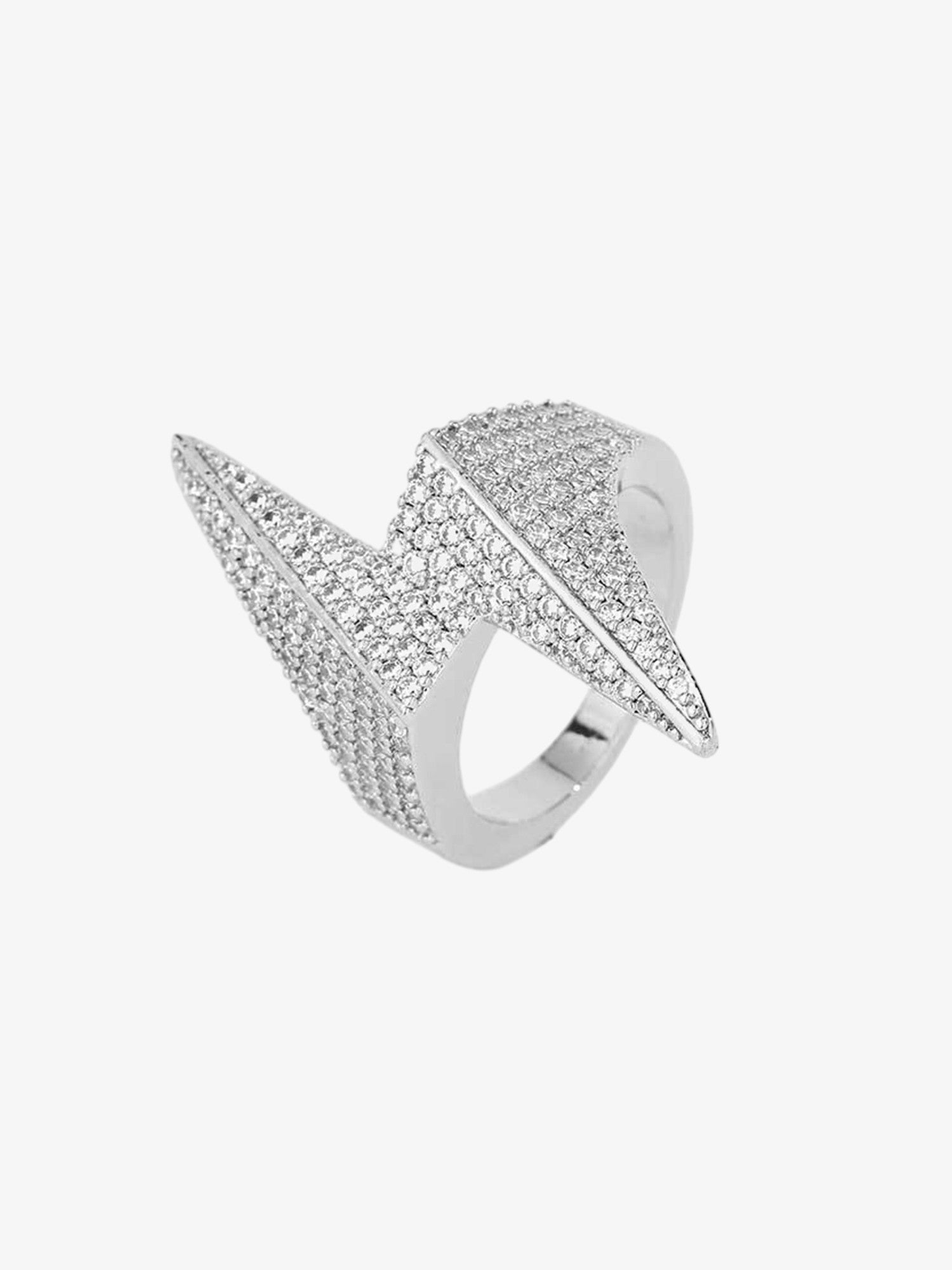 Lightning-shaped Zirconia Ring