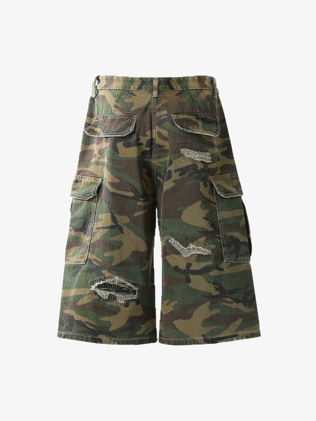 Retro Ripped Camouflage Cropped Jorts