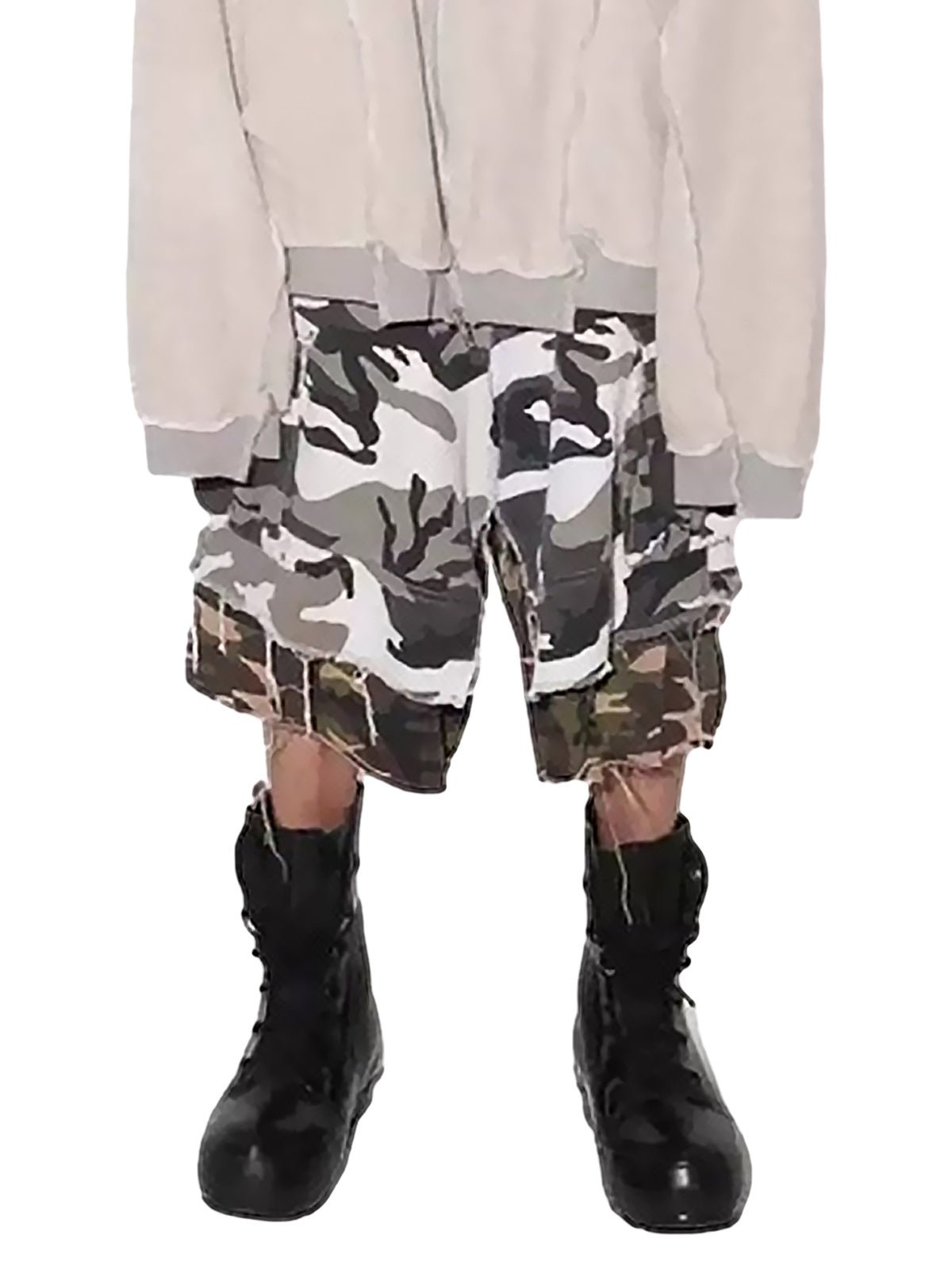Retro Faux Two-Piece Whisker Camouflage Jorts