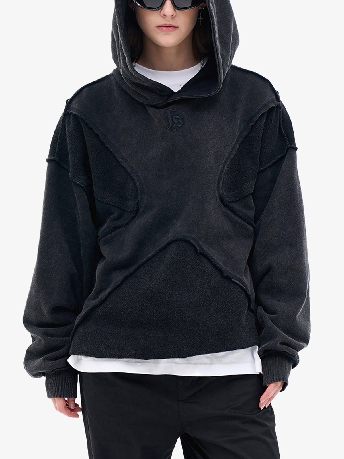 Washed Splicing Hoodie